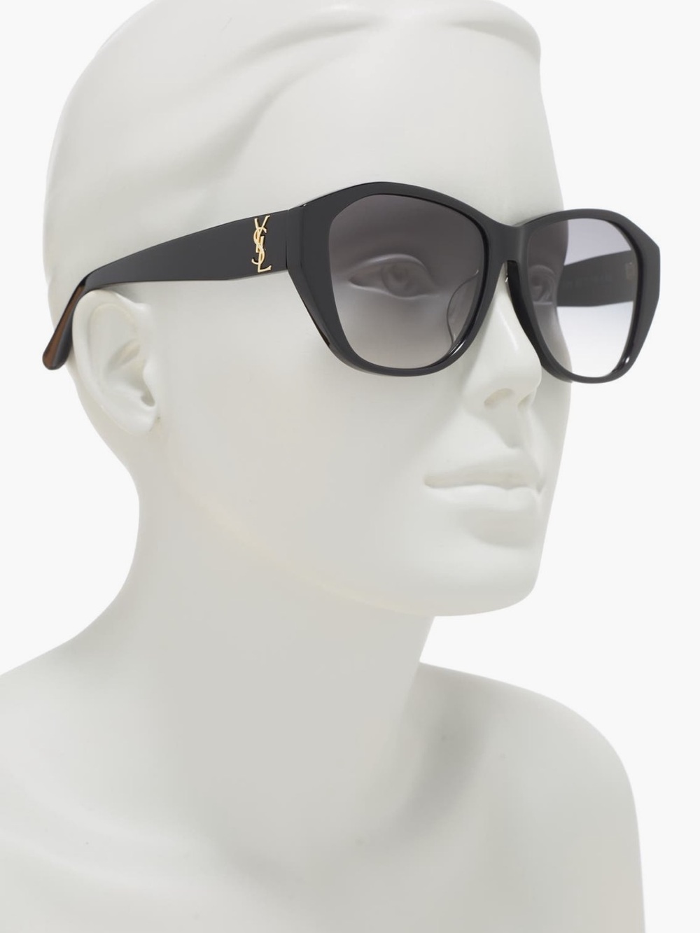 NIB YSL Saint Laurent 57mm Oval Logo Sunglasses Black/Grey